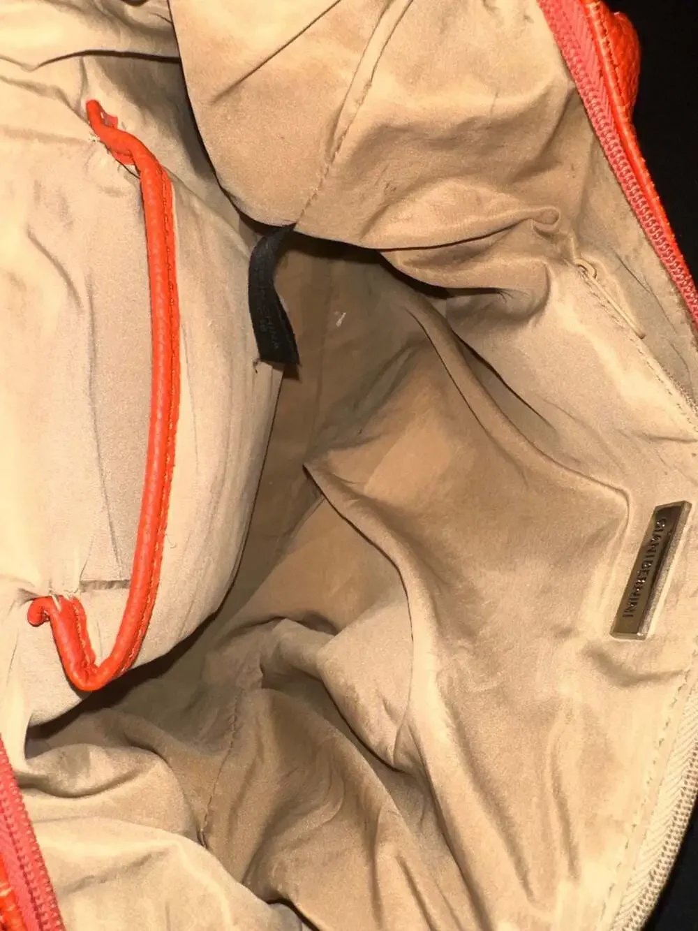 No.91 Giani Bernini Pebbled Orange Leather Hobo Shoulder Bag with Chain Detail